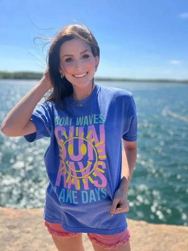 Plus Boat Waves and Sun Rays Lake Days Graphic Tee