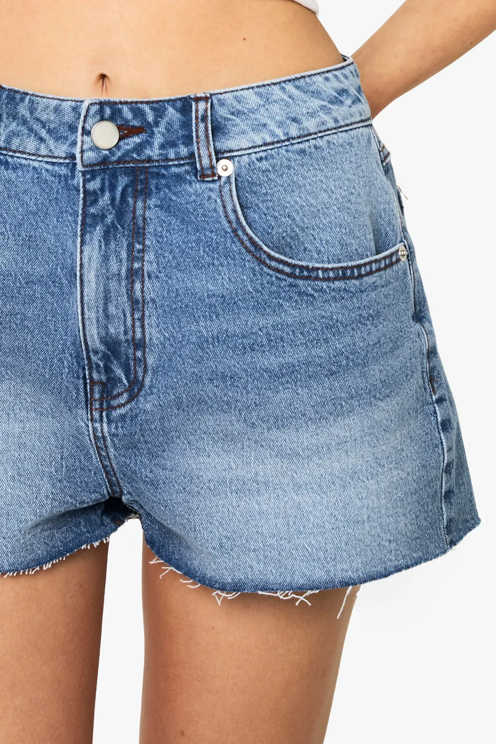 High Waist Women's Raw Edge Design Shorts