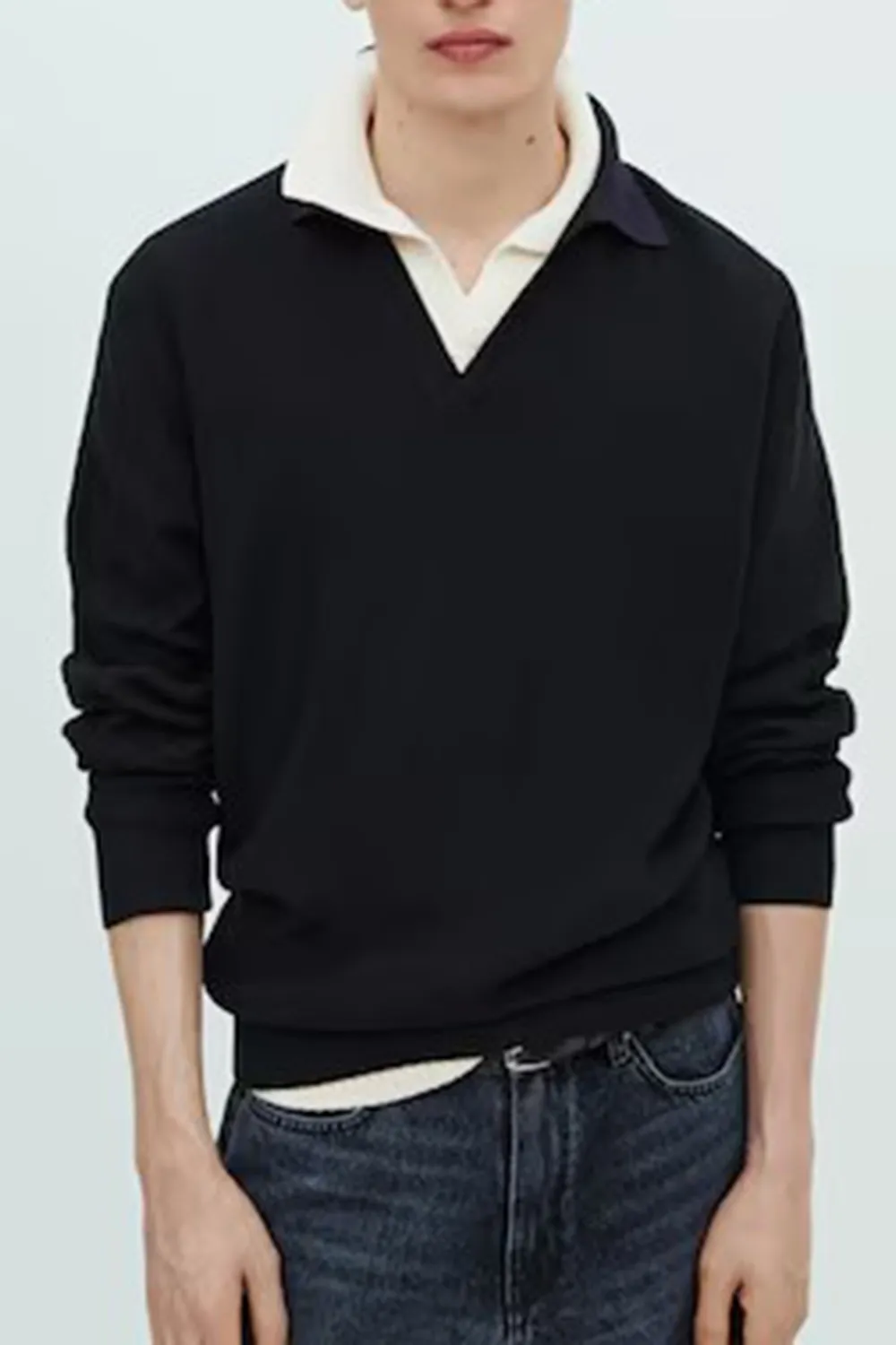 Ribbed Knit Polo Shirt