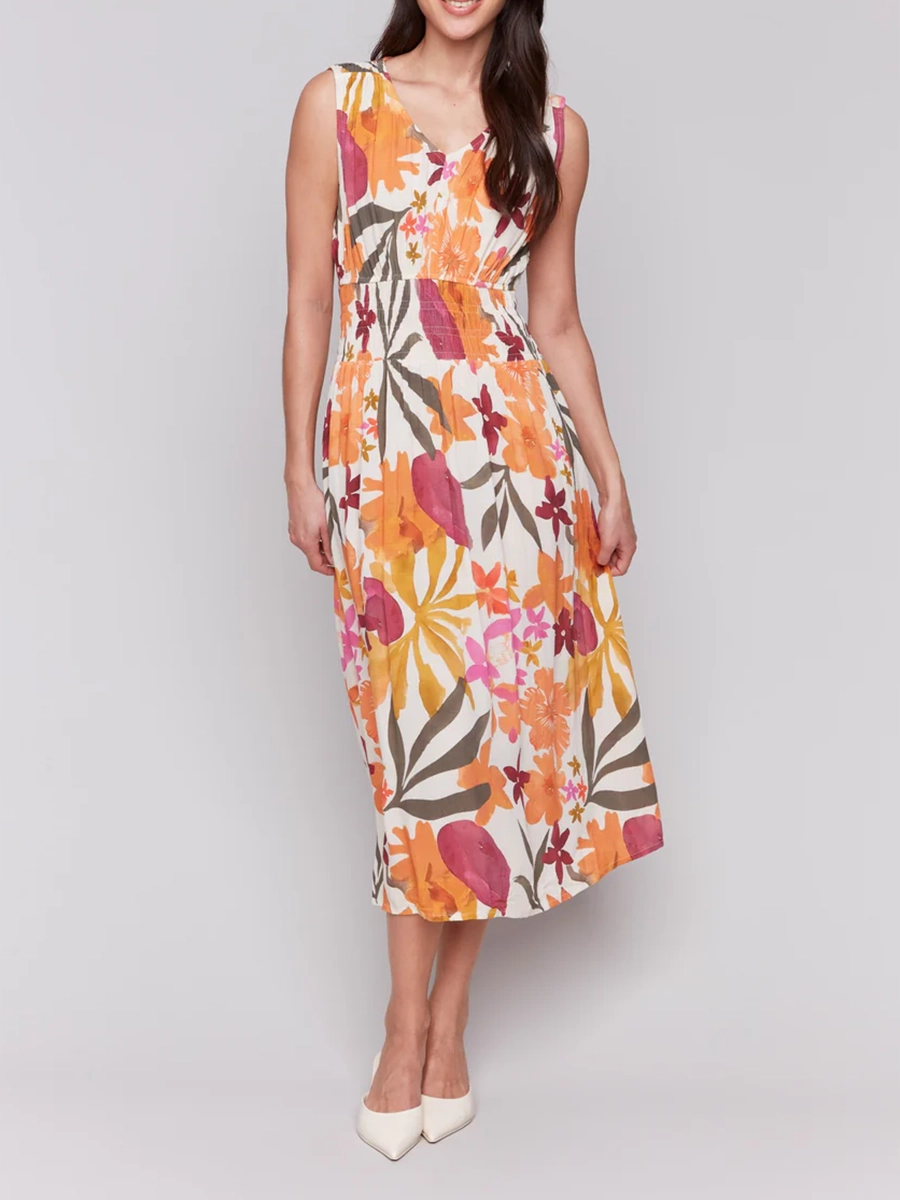 Fashionable And Elegant Design Sleeveless V-Neck Dress