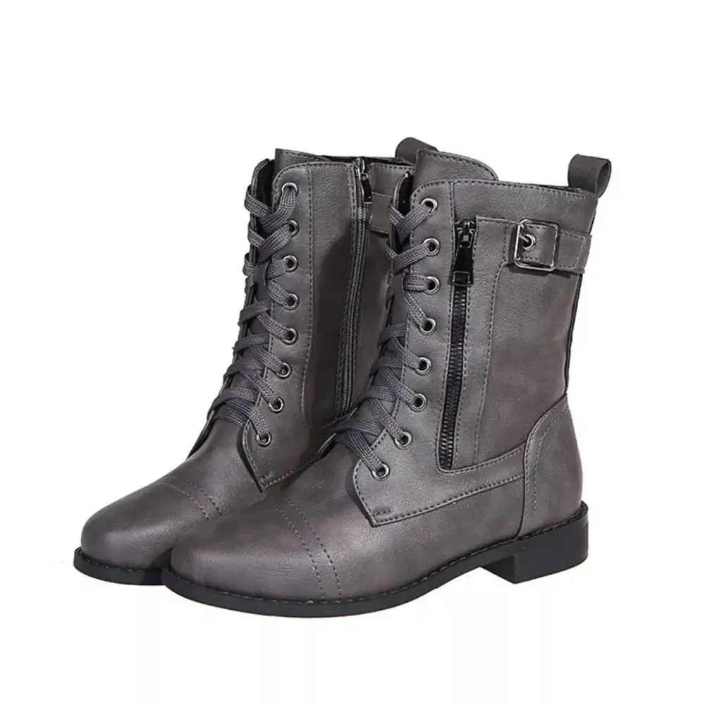 Lace-Up Ankle Boots with Zipper Detail