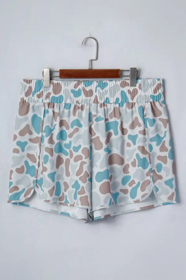 Camouflage Elastic Waist Athleisure Shorts