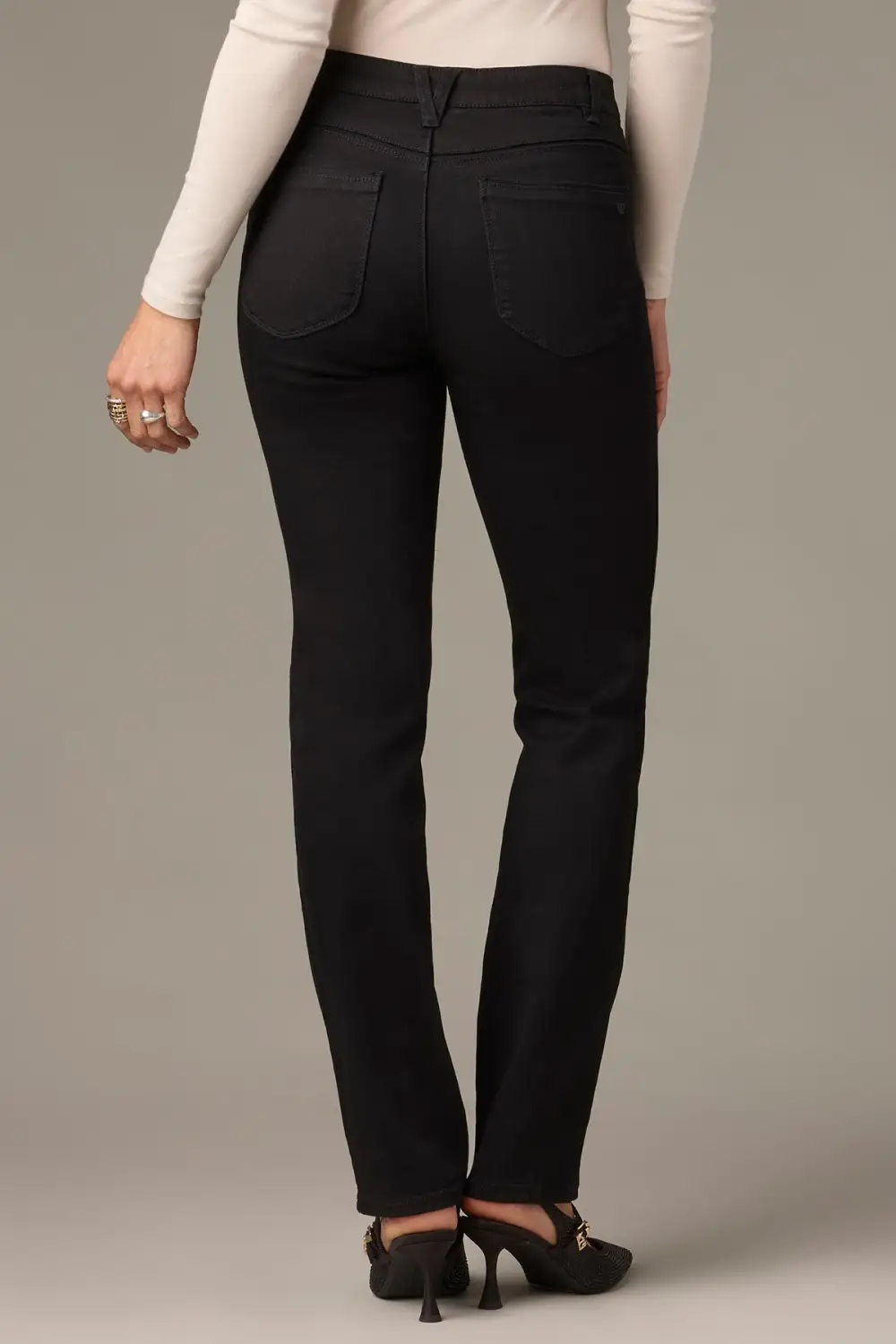 Petite Mid Rise Straight Leg Jeans