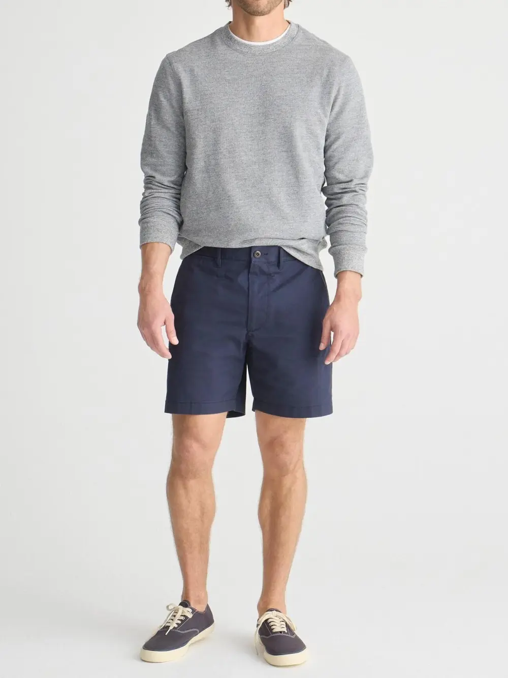 Navy Blue Flat Front Tailored Shorts