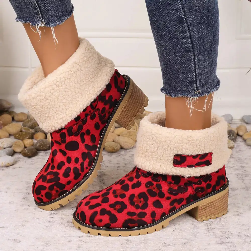 Print Plush Lined Boots