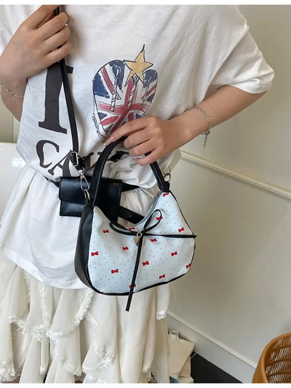 Bow Accent Shoulder Bag