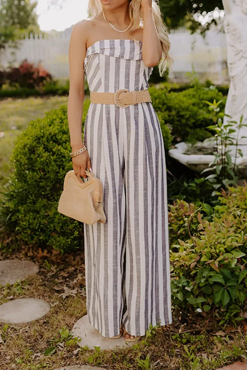 All-Match Casual Striped Women's Jumpsuit