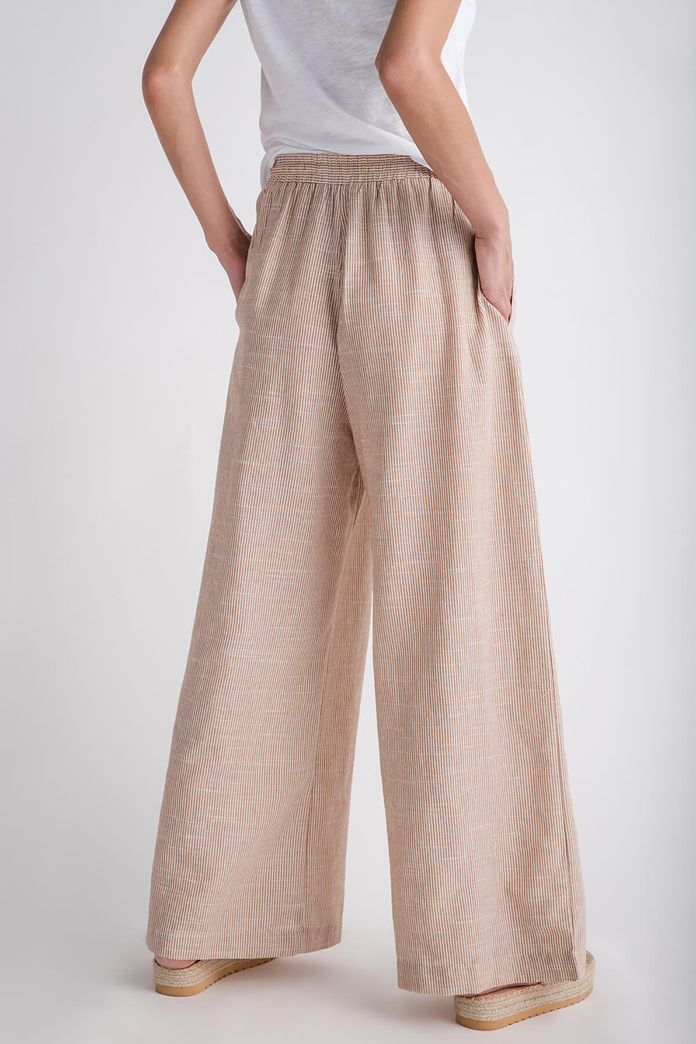 Mustard Seed Wide Leg Striped Pants - camel