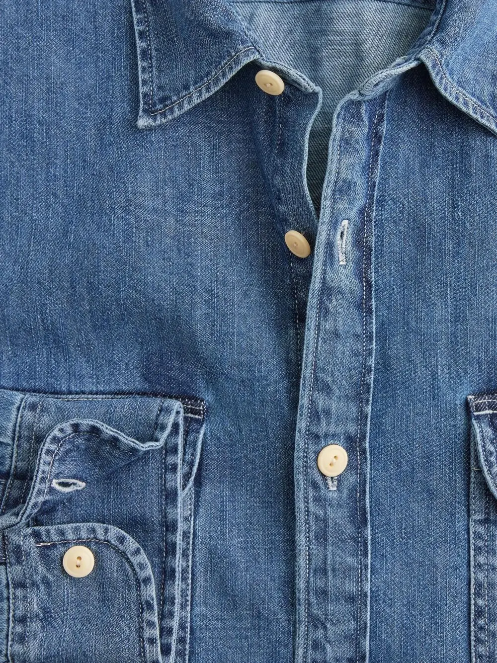 Dark Blue Double Pocket Denim Shirt