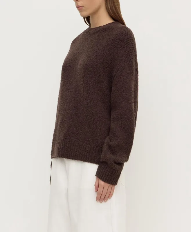 Dark Choc Alpaca Blend Cropped Knit Sweater