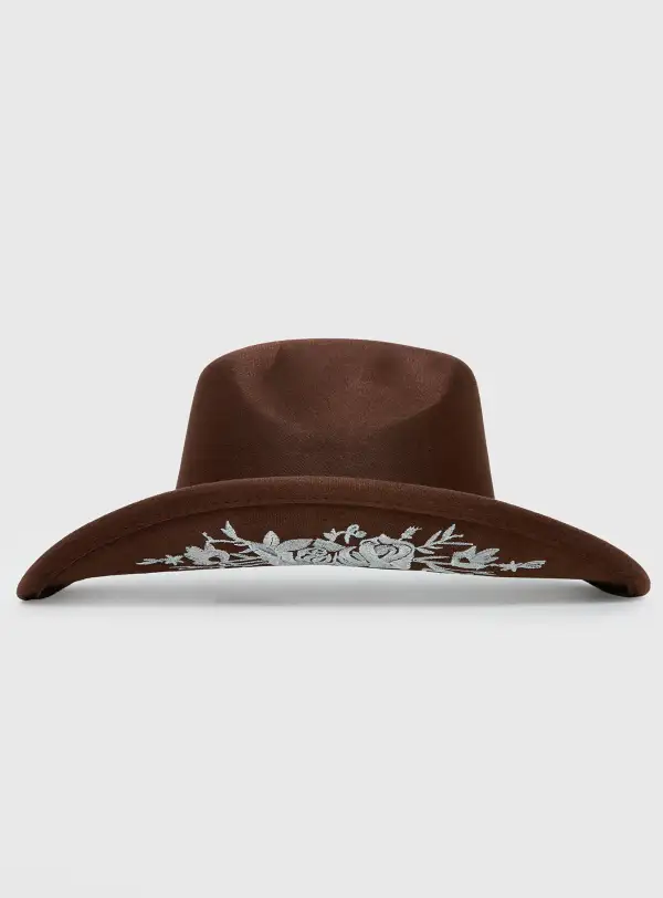 Embroidered Cowboy Hat Brown