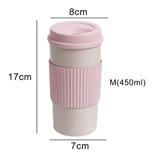 (Store Closing Sale) Wheat Fiber Straw Coffee Mug Double-wall Insulation Eco-friendly Coffee Cup Travel Leakproof Gift Mugs