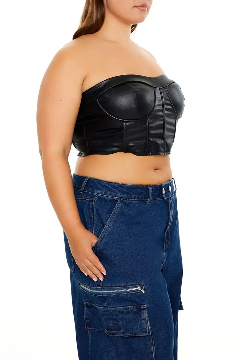Plus Size Faux Leather Tube Top