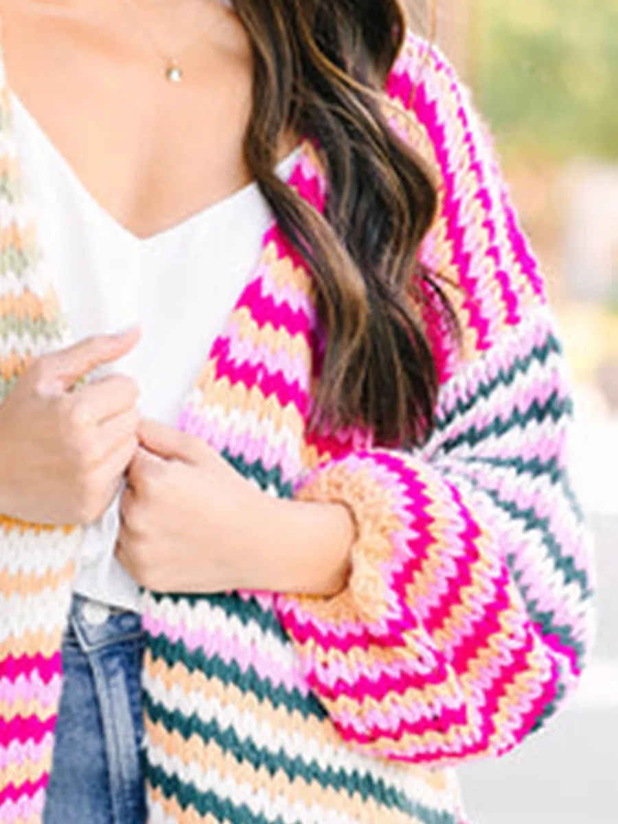 Multicolored Striped Cardigan