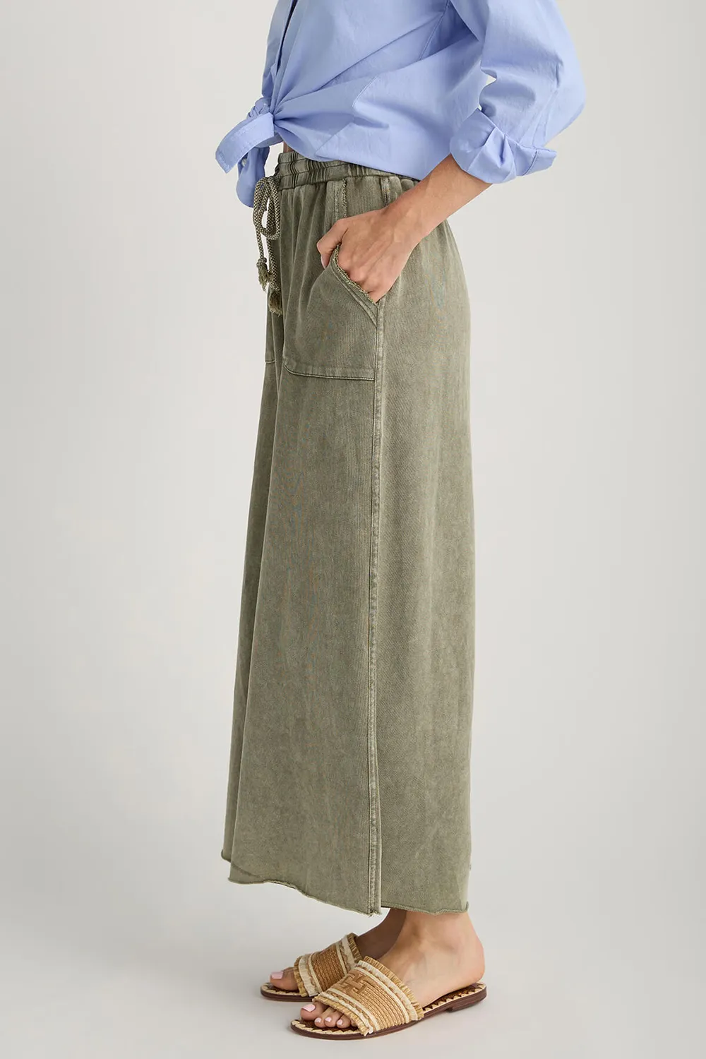 Easel Wide Leg Knit Pants - ash