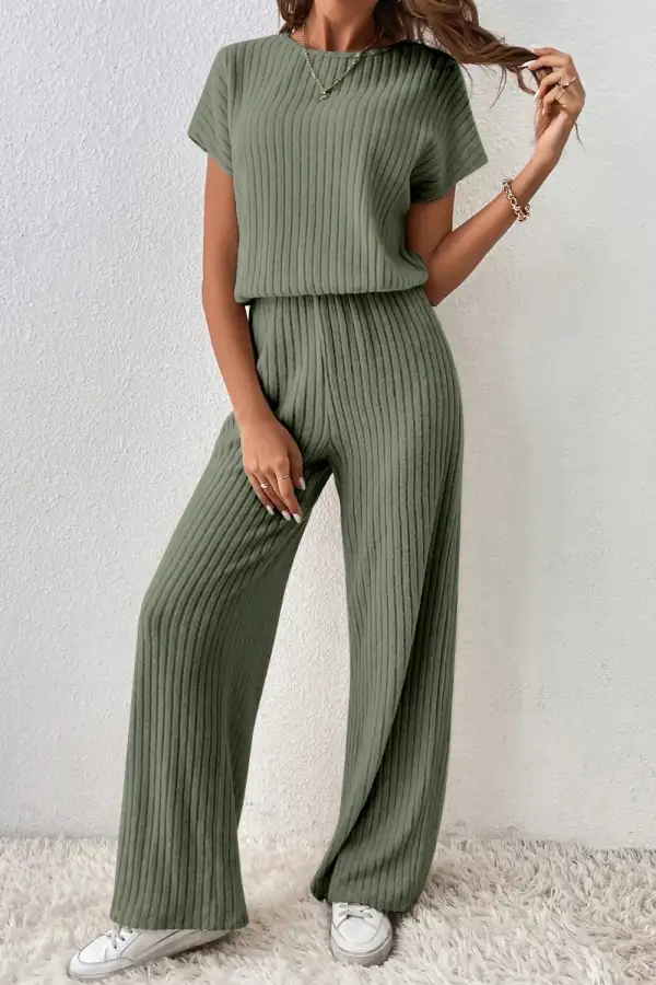 Everyday Ribbed Wide Leg Jumpsuit