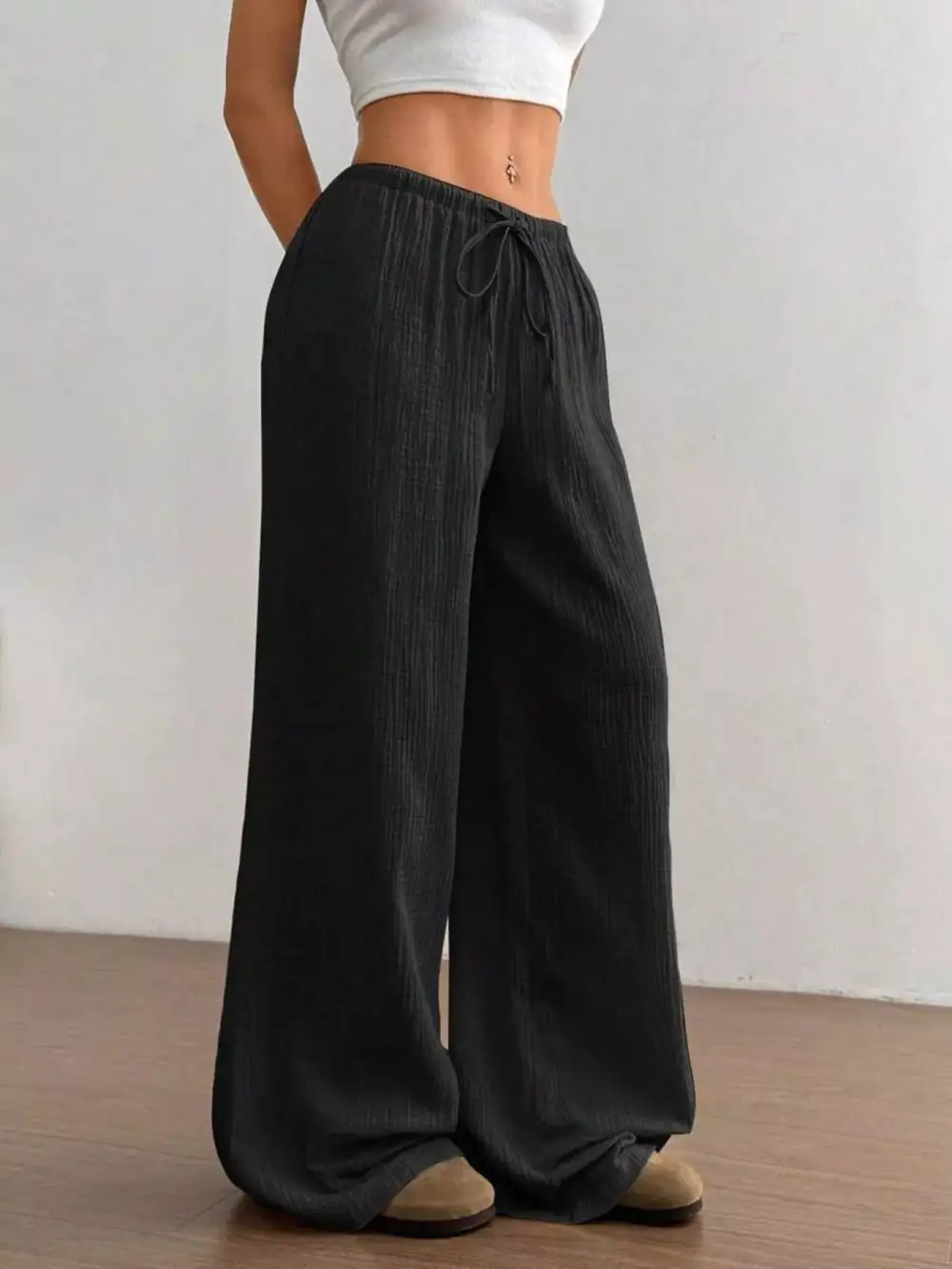 Full Size Drawstring Wide Leg Pants