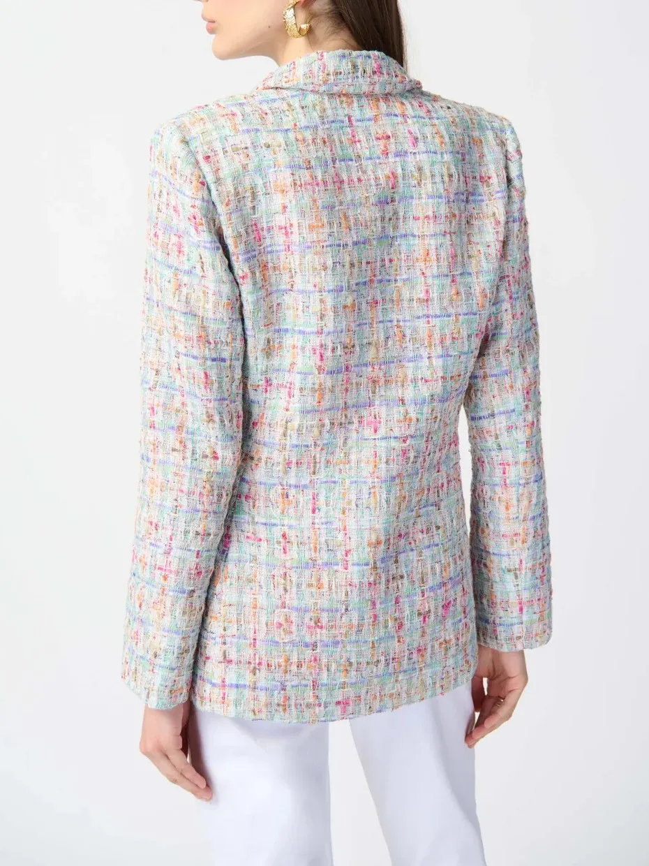 Multicolored Tweed Notch - Lapel Blazer