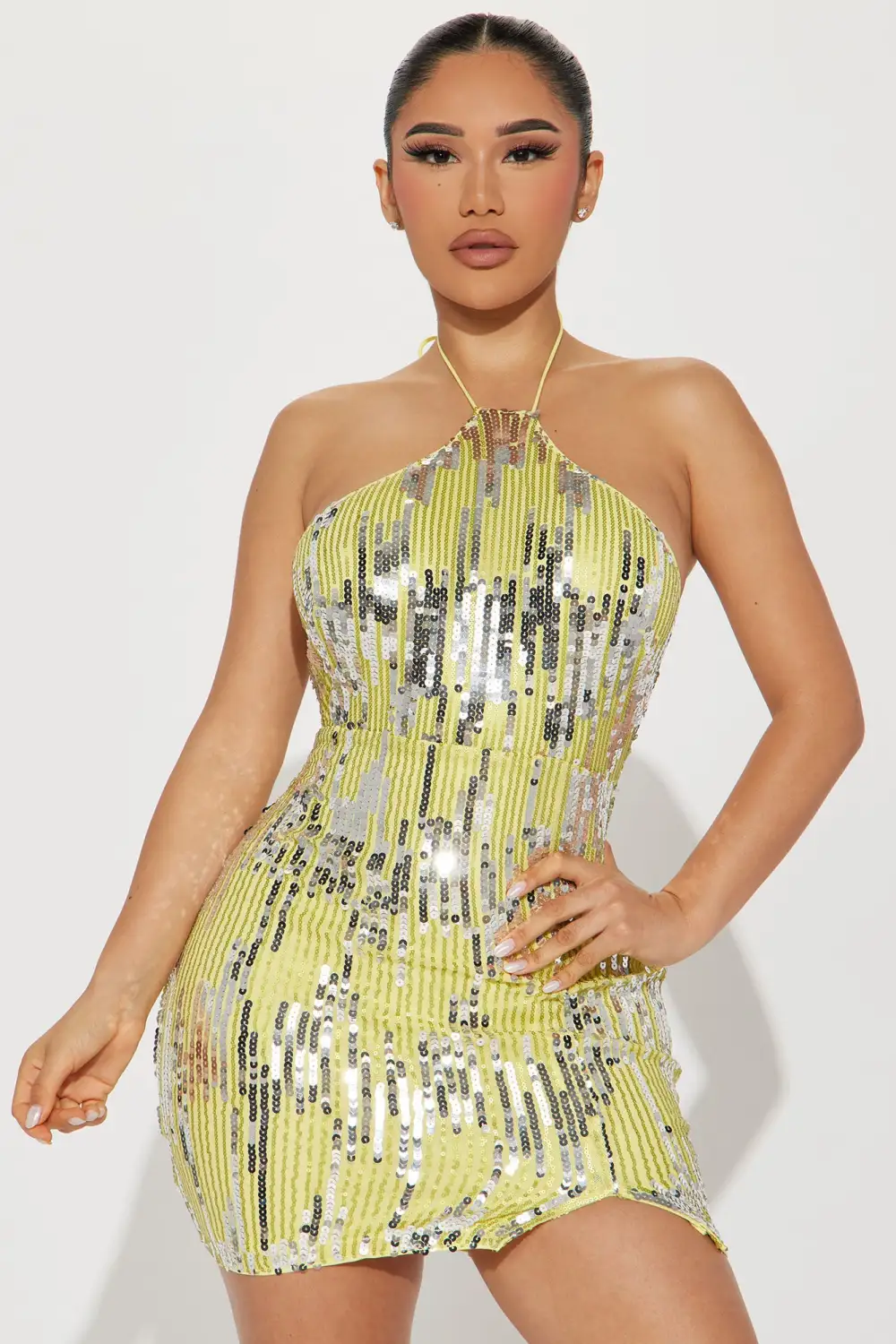 Gabrielle Sequin Mini Dress - Yellow
