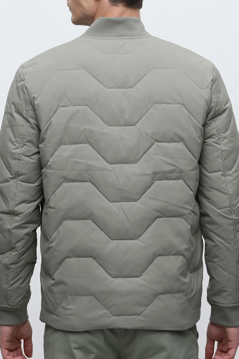 Black Quilted Redown Bomber Jacket