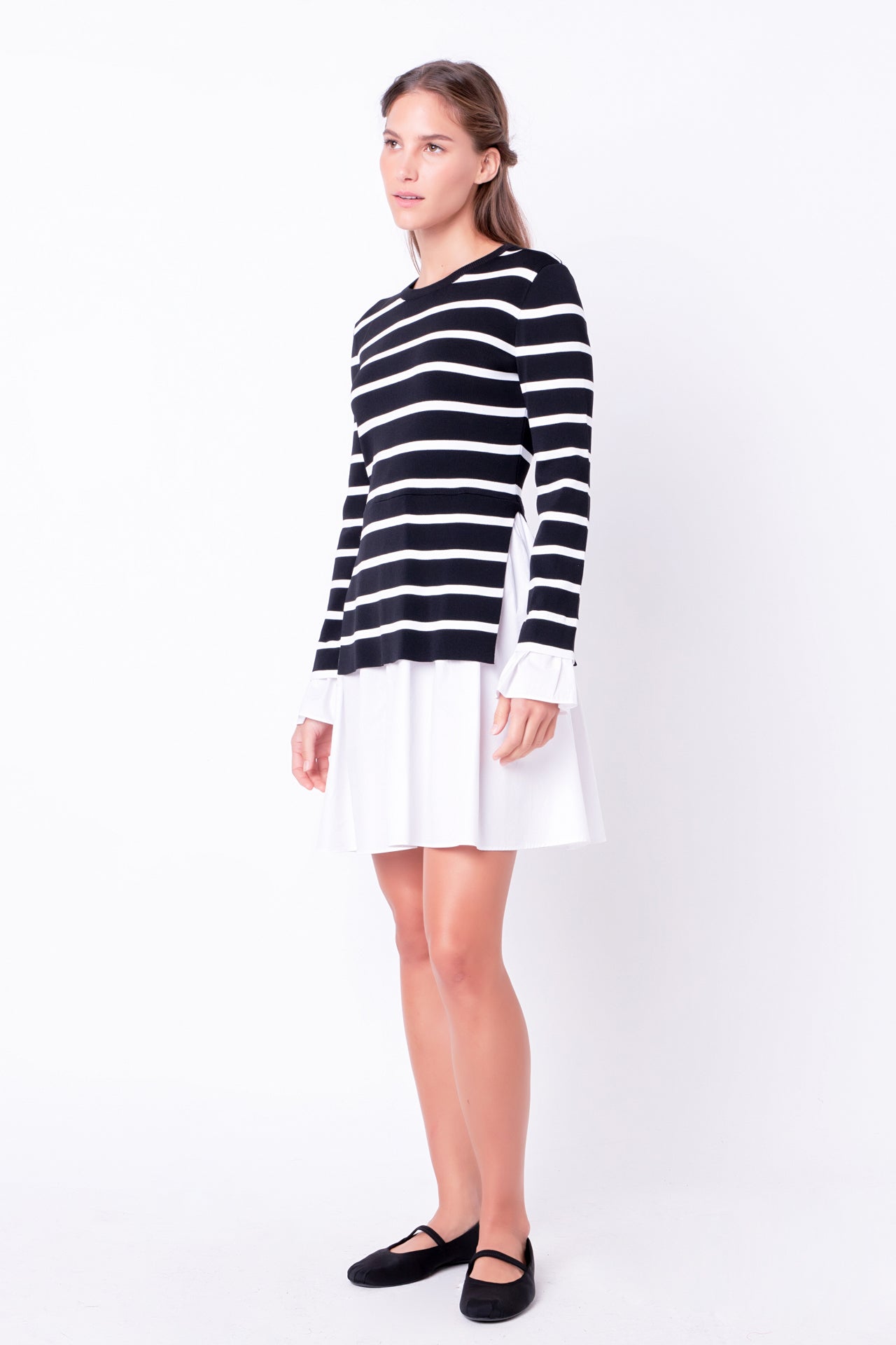 Poplin Combo Knit Dress