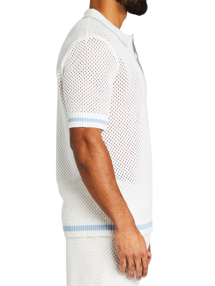 OVERSIZED BOXY CROCHET KNIT POLO