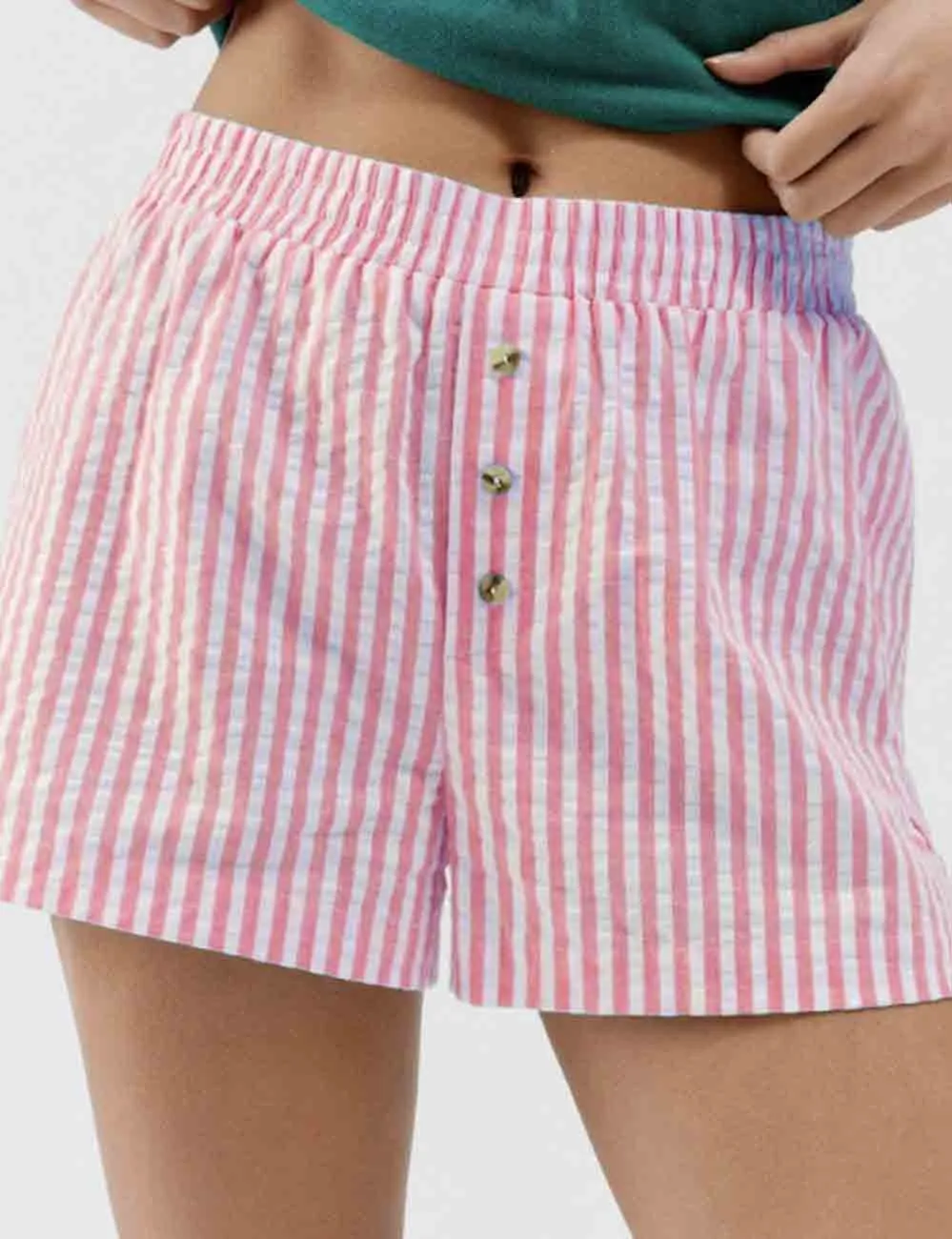 Color Block Stripe Waist Shorts