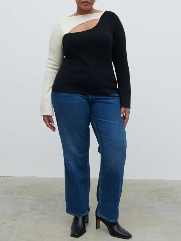 Contrast Knit Top Curve
