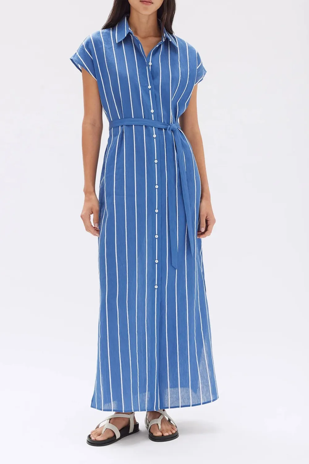 Linen Striped Long Dress