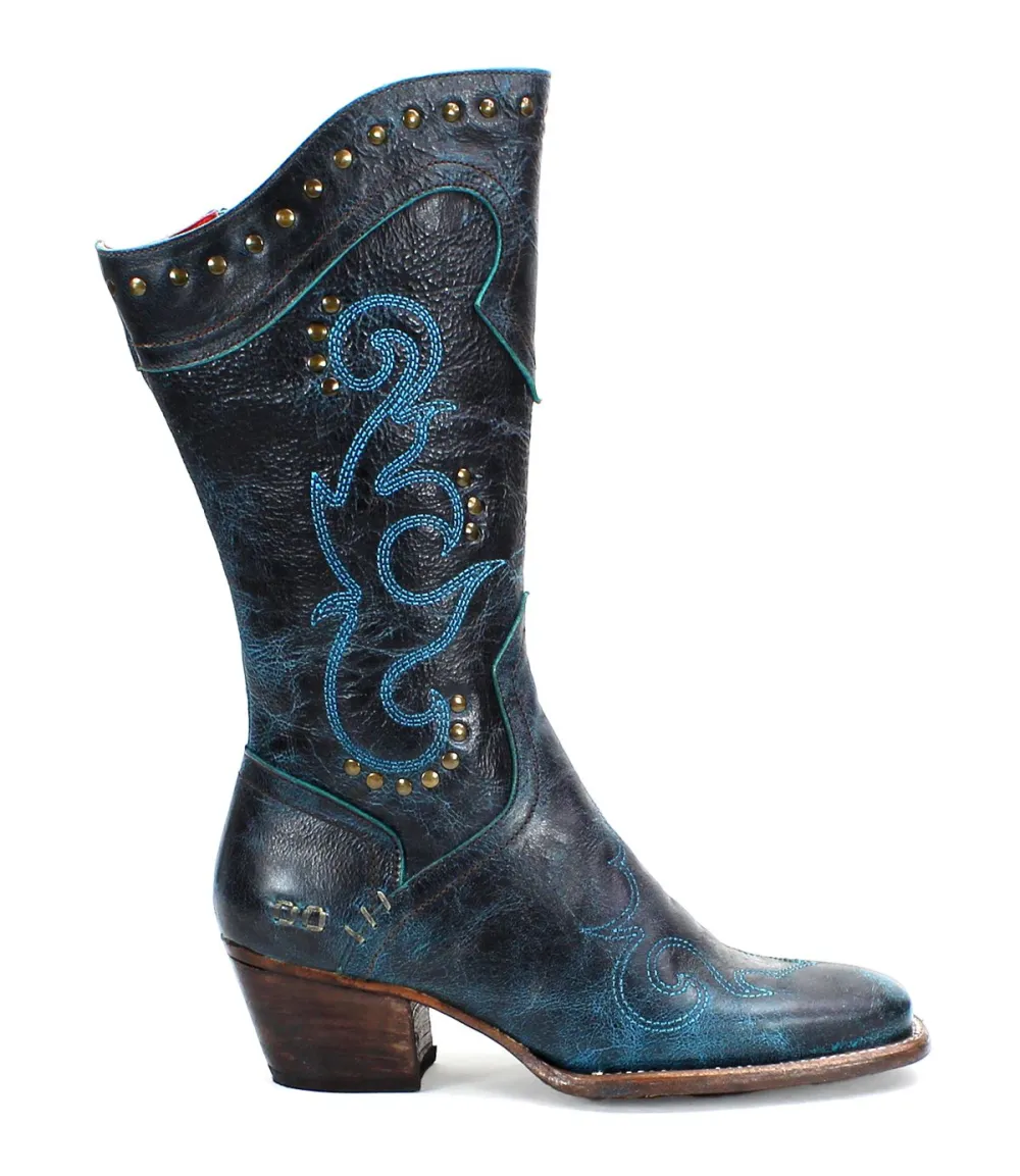 Floral-Stitched Studded Heritage Western Boots