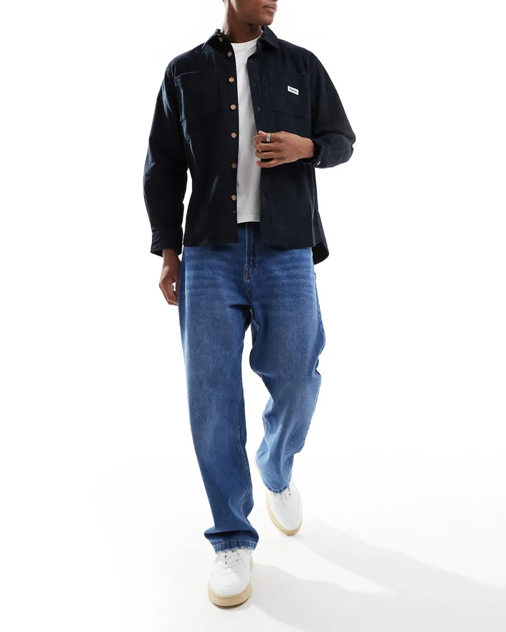 Cord Long Sleeve Shirt In Navy