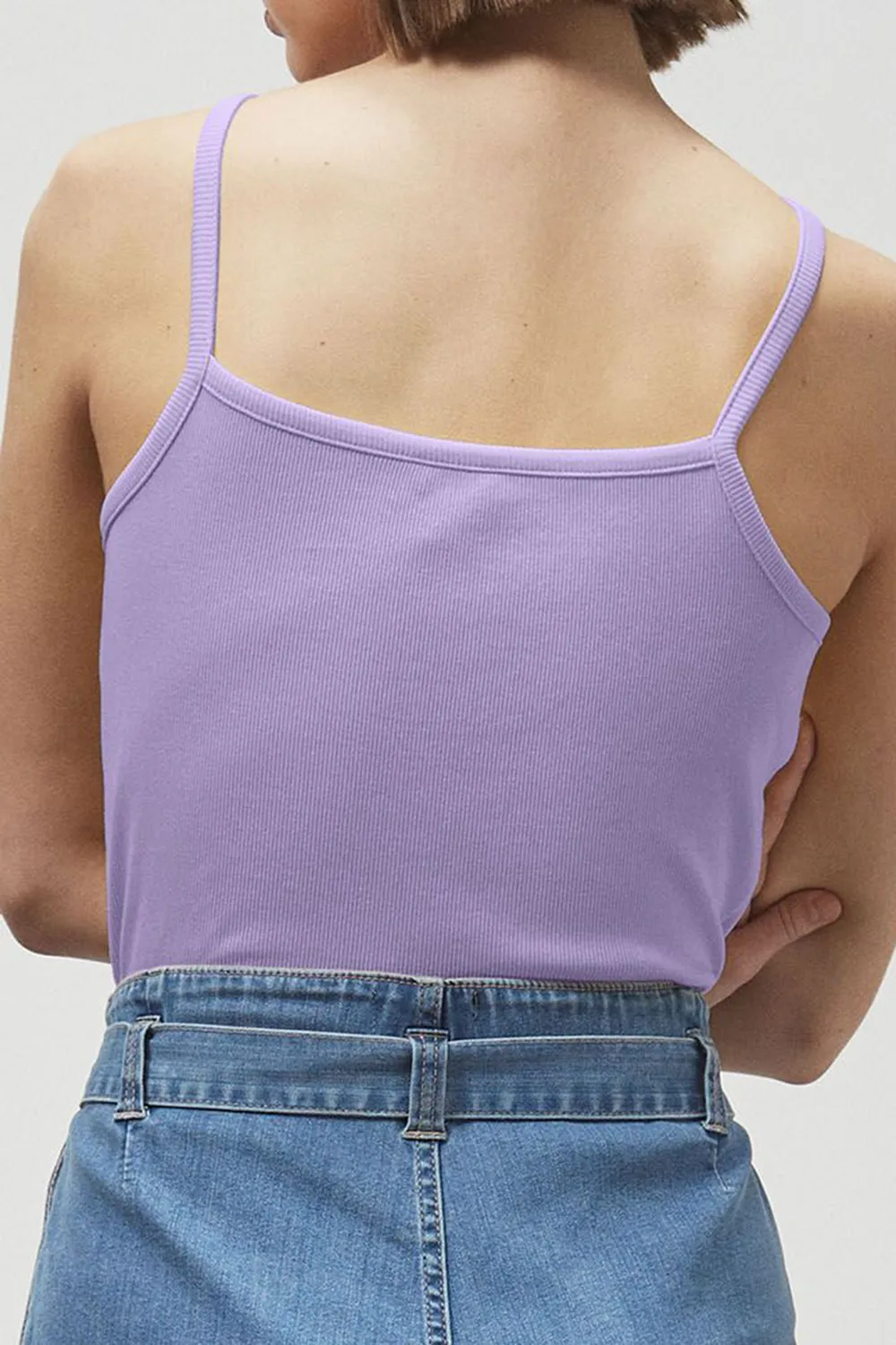 Cotton Square Neck Ribbed Cropped Vest