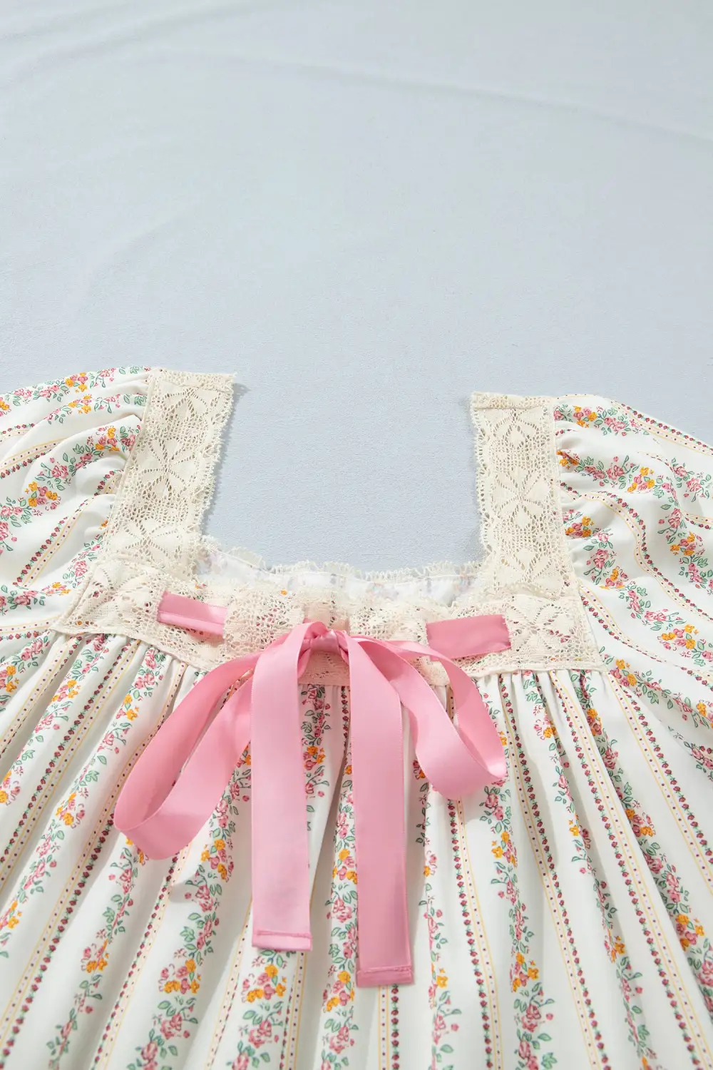 Gathered Detail Floral Printed Ribbed Mini Dress