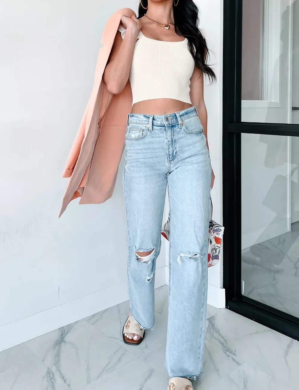 Ribbed Ruffle Strap Crop Top