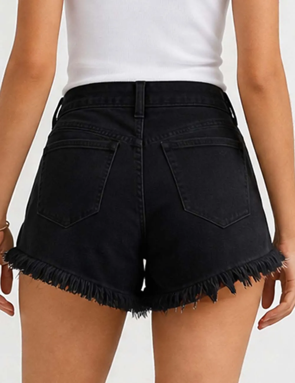 Pocket Frayed Denim Shorts