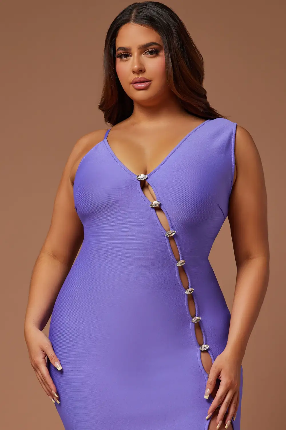 Elsa Bandage Midi Dress - Purple