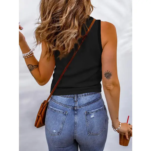Waffle Knit Scoop Neck Tank