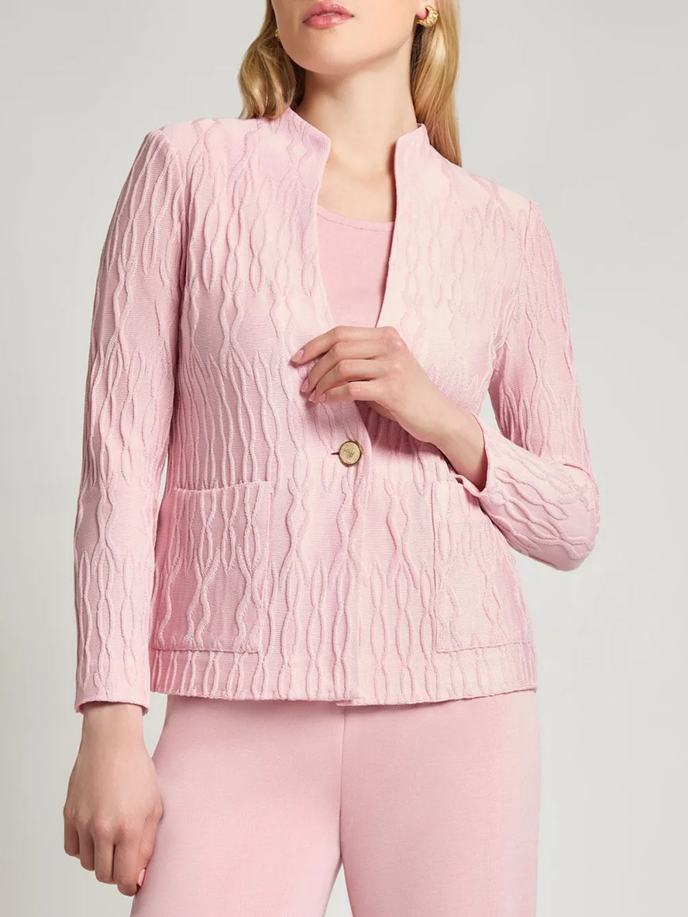 Stand Up Collar Knitted Jacket