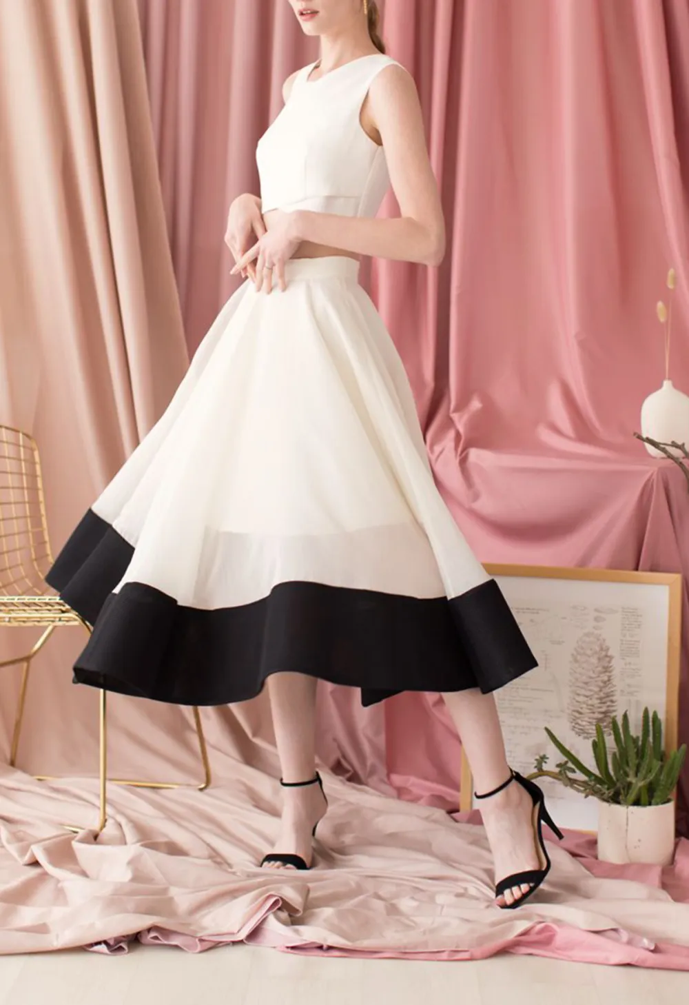 SWING IN THE BREEZE ORGANZA MIDI SKIRT