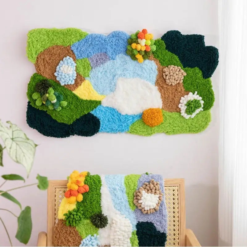 Handmade Moss Rug & Coasters Tufting Coaster Handmade Material Pack Kit