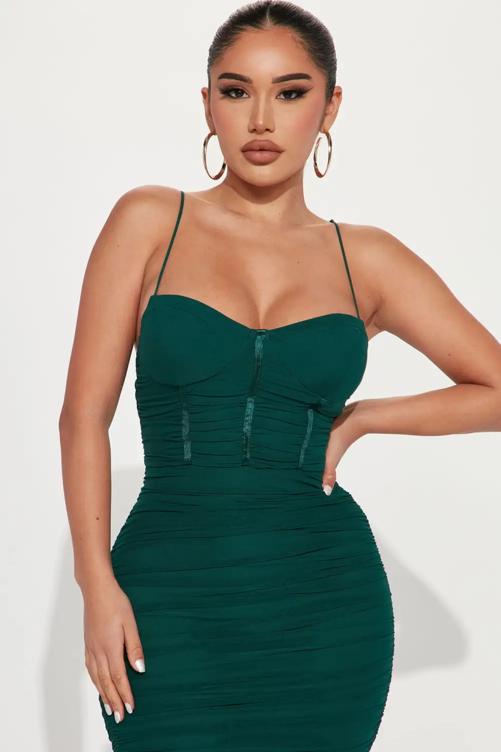 About Last Night Mesh Midi Dress - Hunter