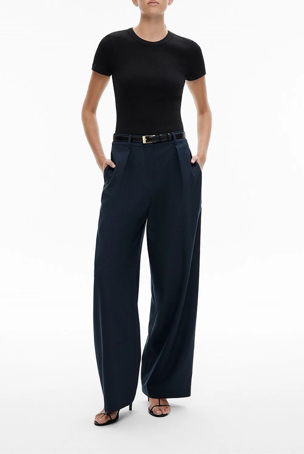 Knitted Ribbed Round-Neck T-Shirt