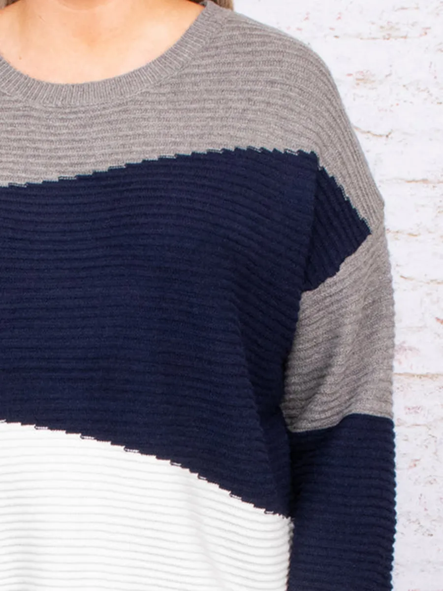 Multi Color Patchwork Loose Knit Sweater