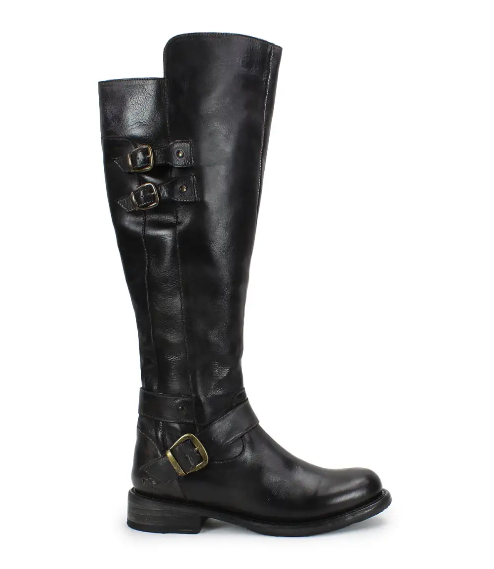 Equestrian Round Toe Leather Rugged Knee High Boots