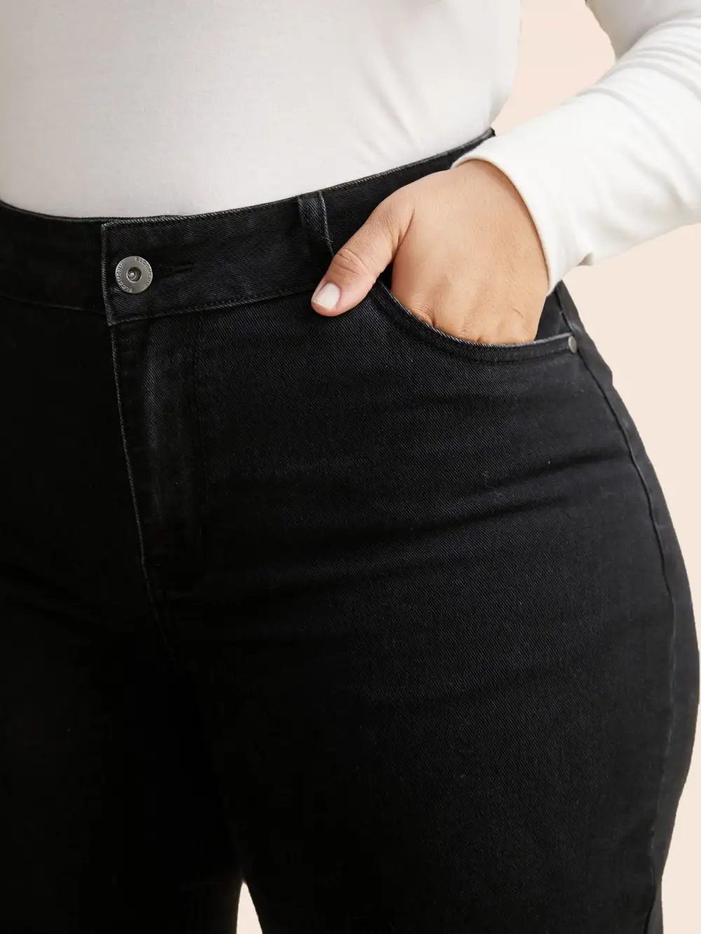 Black Wash Buttoned Zipper Loose Jeans