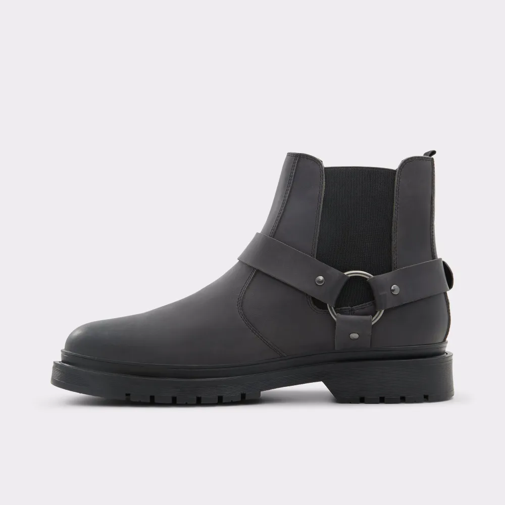 Black Low-Top Men's Motorcycle Ankle Boot