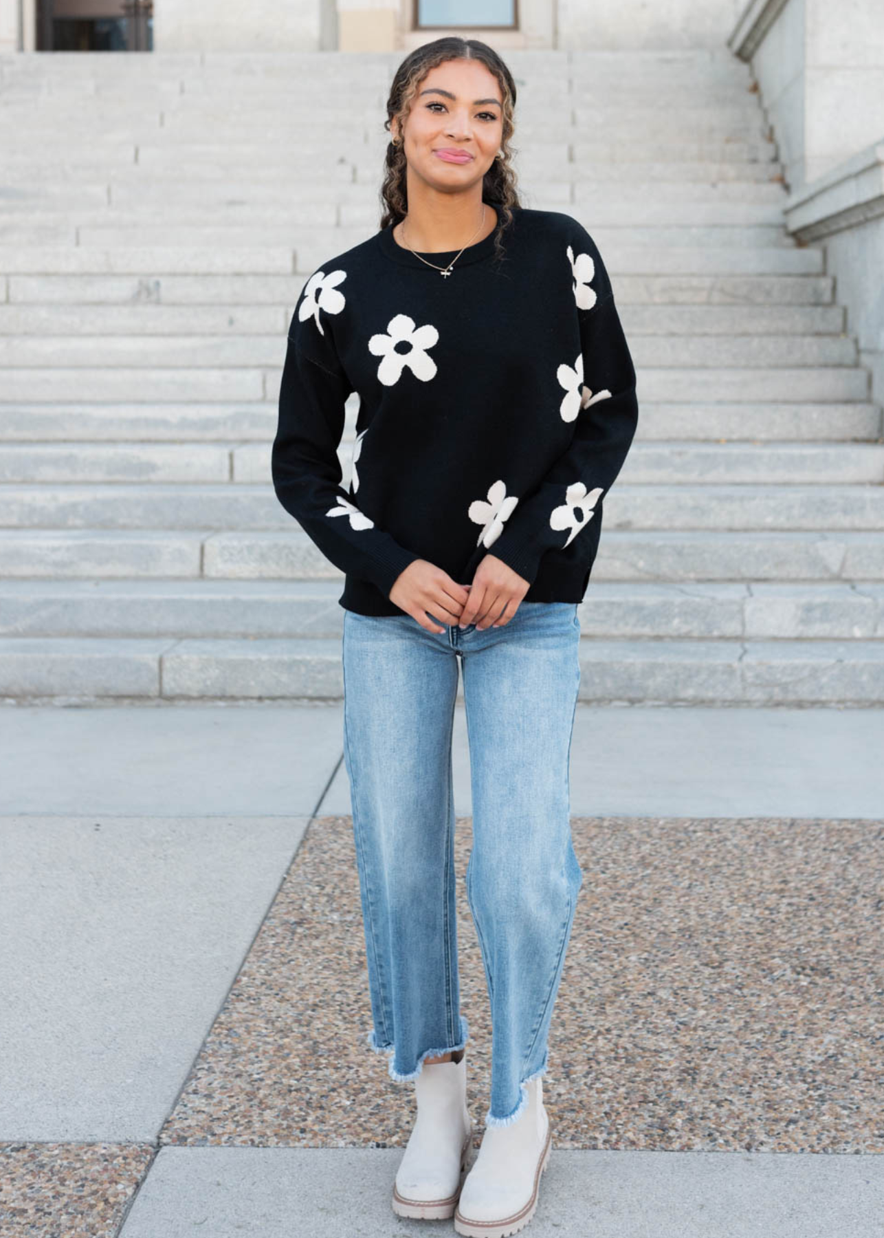 Eve Black Floral Sweater