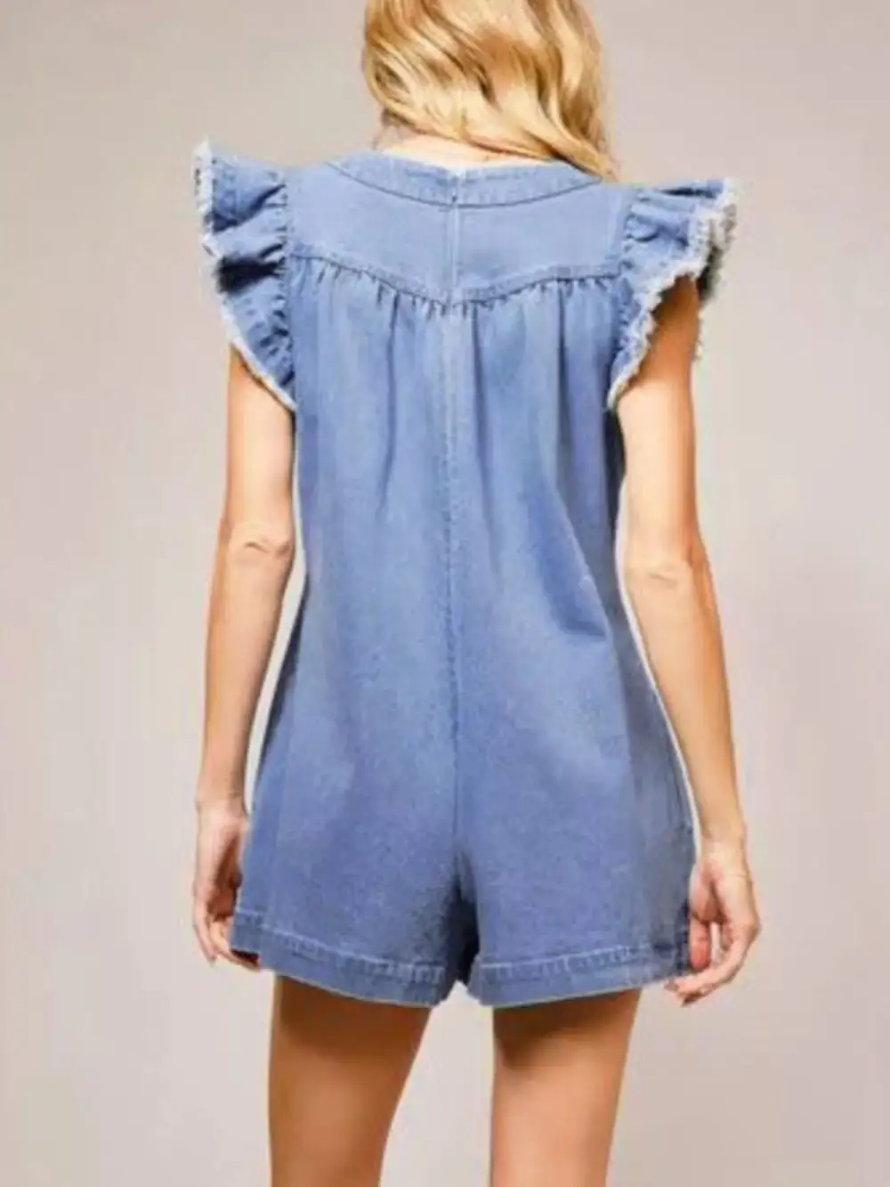 Ruffle Denim Romper