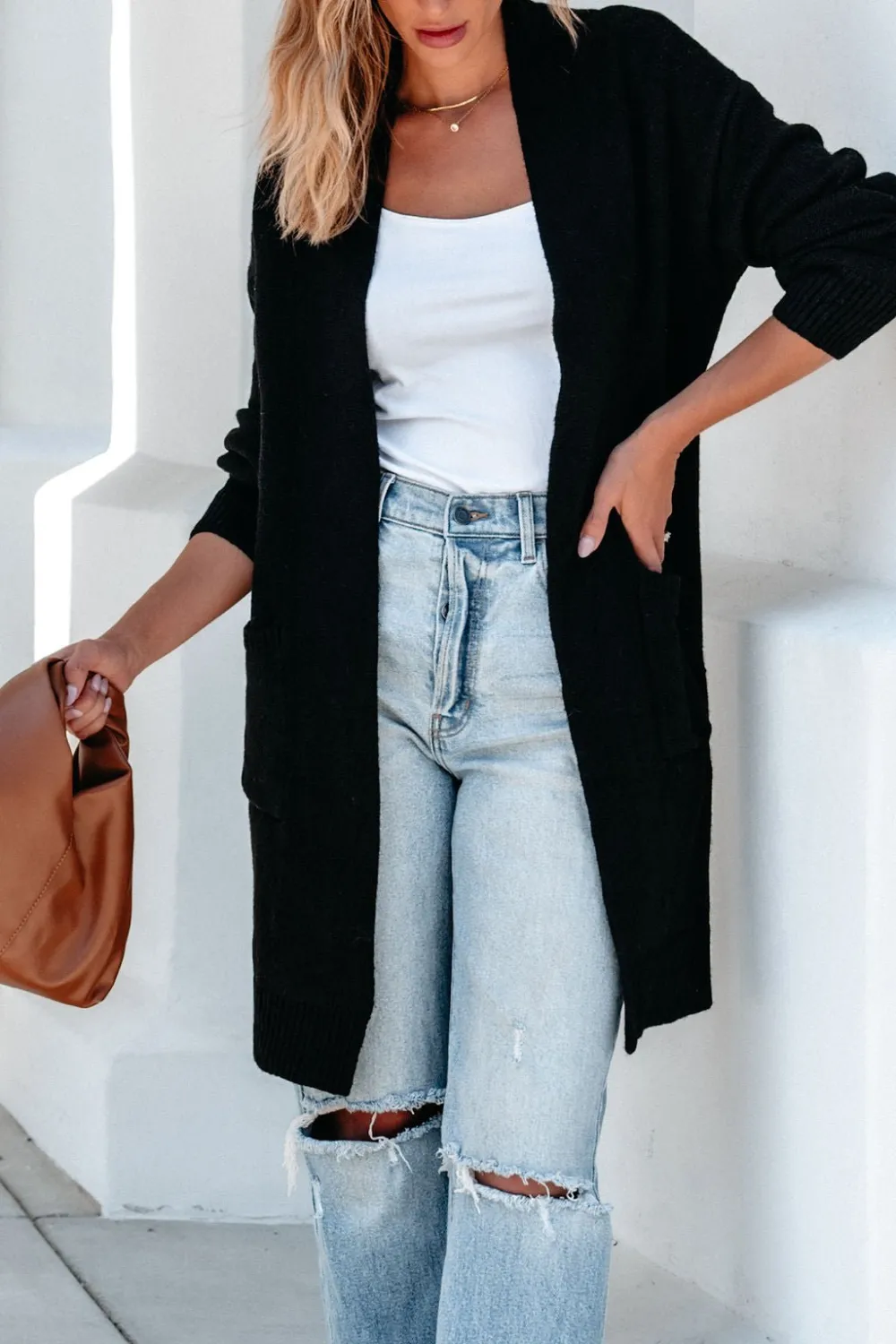 Solid Black Oversized Duster Cardigan