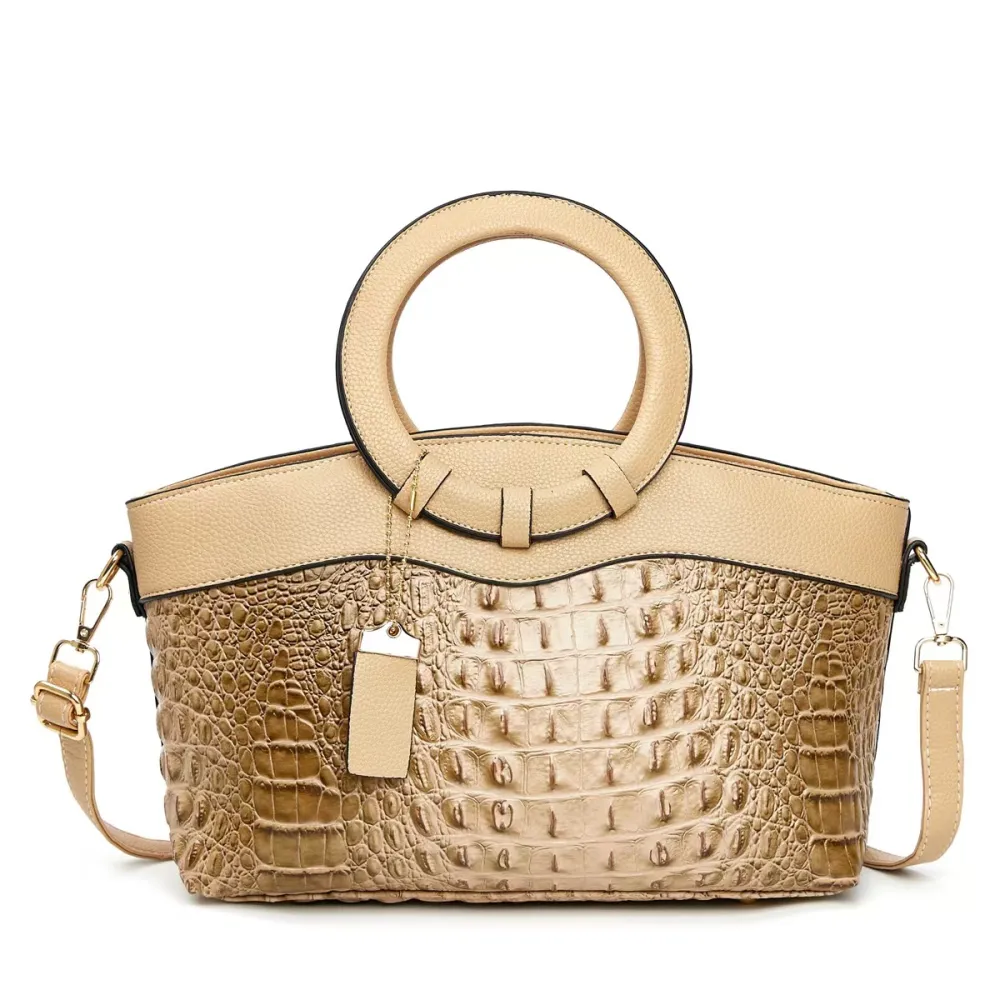 European & American Fashion Crocodile Pattern Tote Bag Large Capacity Elegant Versatile Shoulder Crossbody Bag for Women